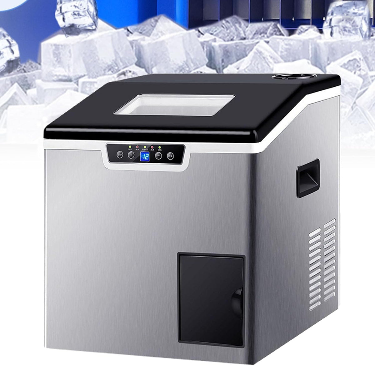 Générique machine à glaçons, 40 kg, Gris, de comptoir - Portable, glaçons prêts en 5 à 10 Min, 3 Tailles de glaçons