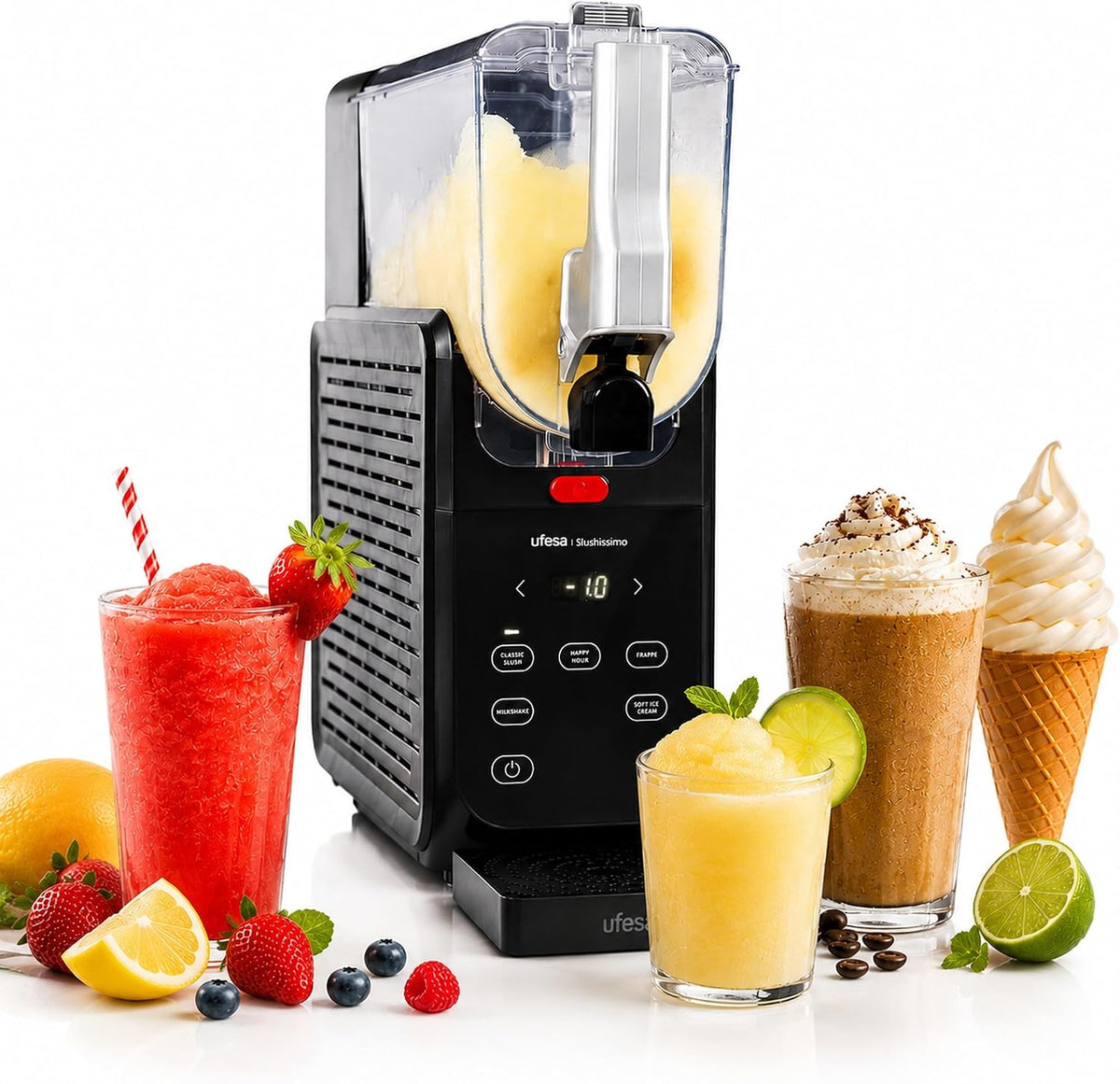 Ufesa sorbetière, 500 W, 2,8 L, Noir, Machine à granités Slushissimo, sans glace, 6 programmes automatiques