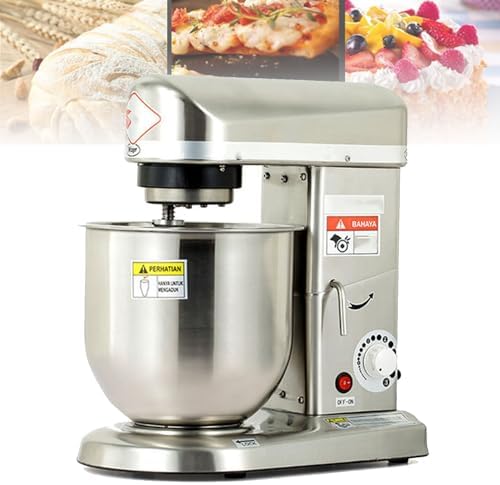 WOTZOV robot pâtissier, 5 L, 7 L, Argenté, Professionnel, Robot sur Socle Robuste avec Bol en Acier Inoxydable