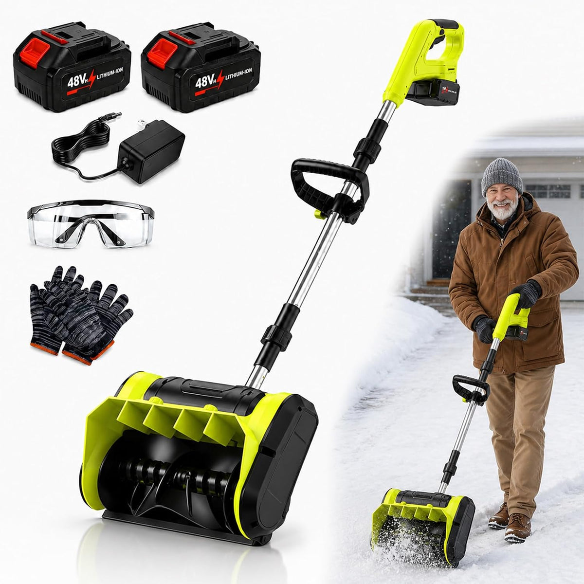 SHUMIAO fraise à neige, 21 V, 25 cm, Noir, Pelle à Neige Électrique sans Fil - Moteur Brushless