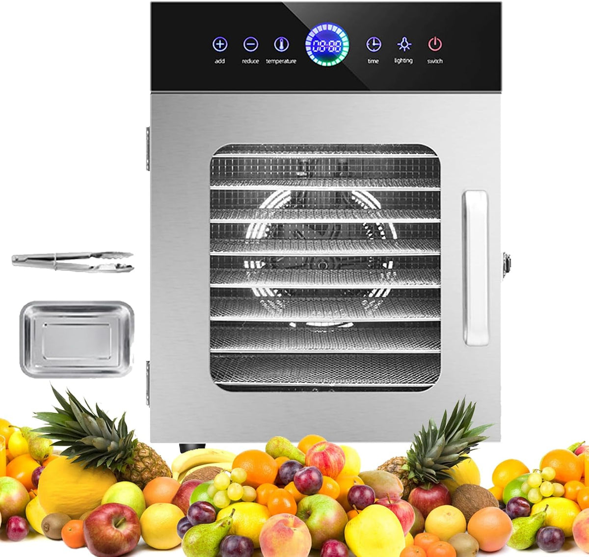 XSDAJSD déshydrateur alimentaire, Argenté, lyophilisateur, Plage de température de 30 à 90 °C, Moteur à fréquence Variable