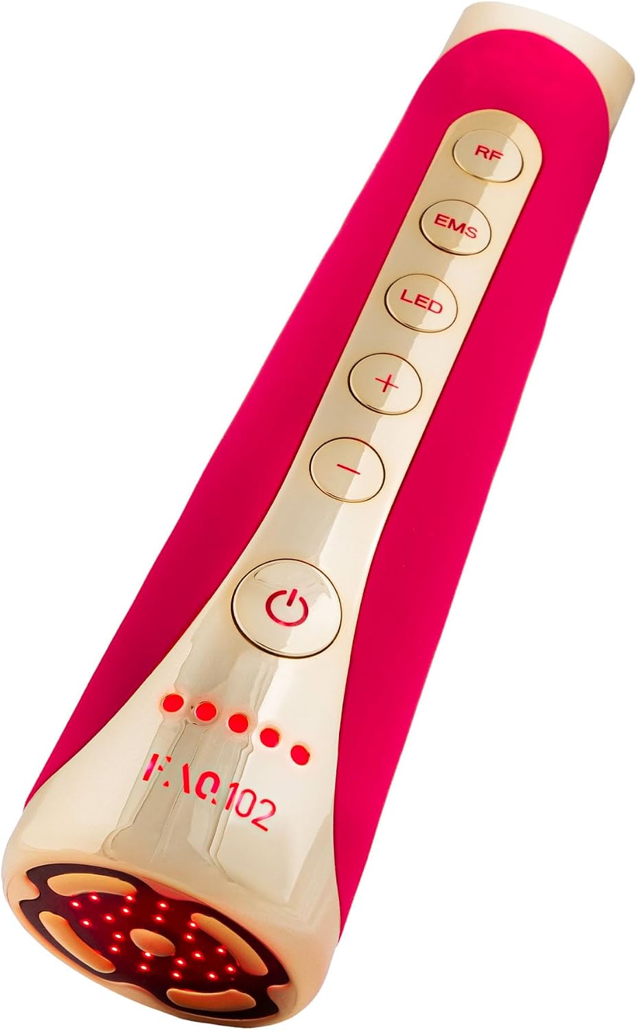 FAQ Appareils de tonification pour le visage, Rouge/Rose, 102 Appareil Visage EMS, RF & 8 LED - Massage Lumière Rouge