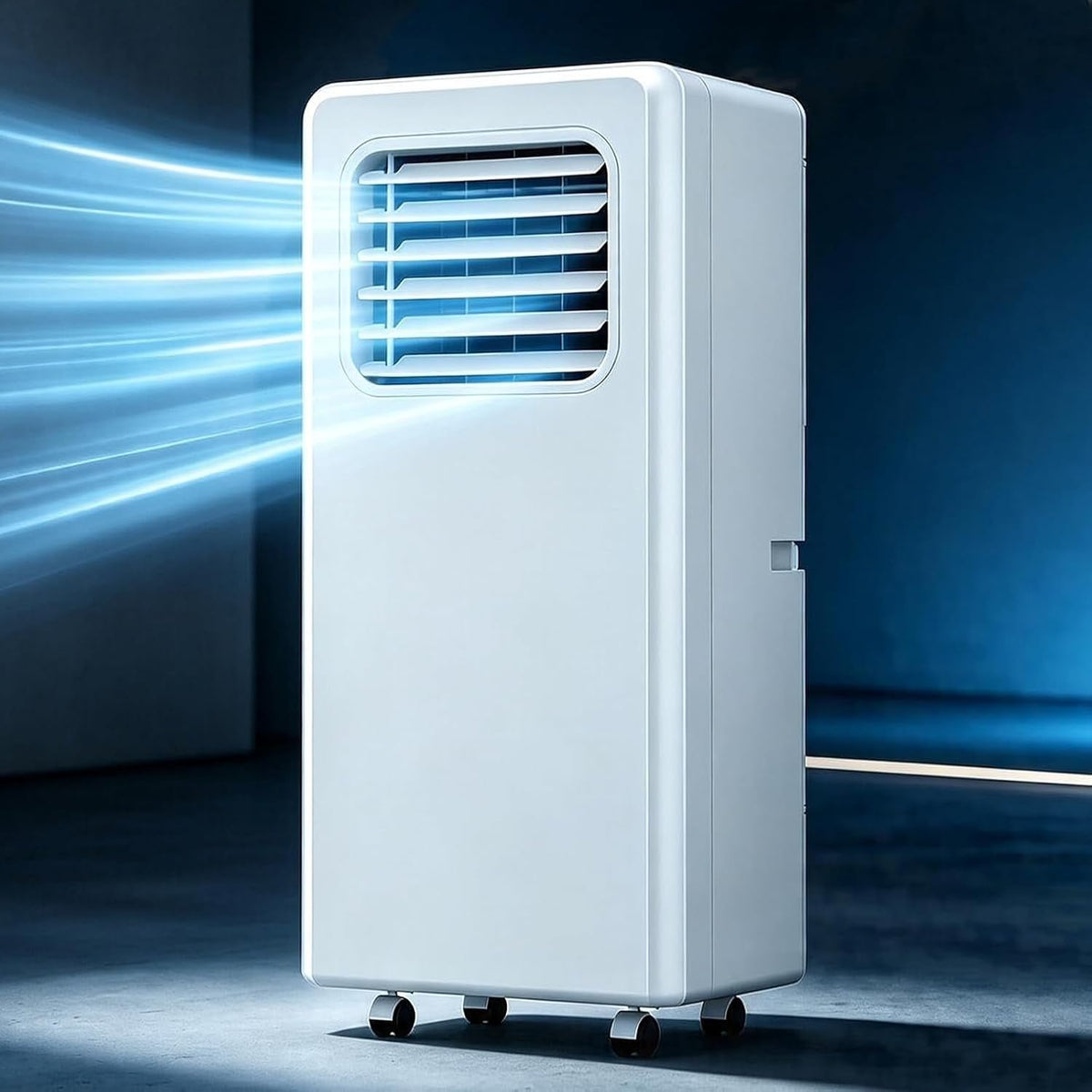 HUANQIN climatiseur portable, 12000 BTU, Blanc, Climatiseur Mobile, Rafraîchisseur d'air Portable avec Kit Fenêtre