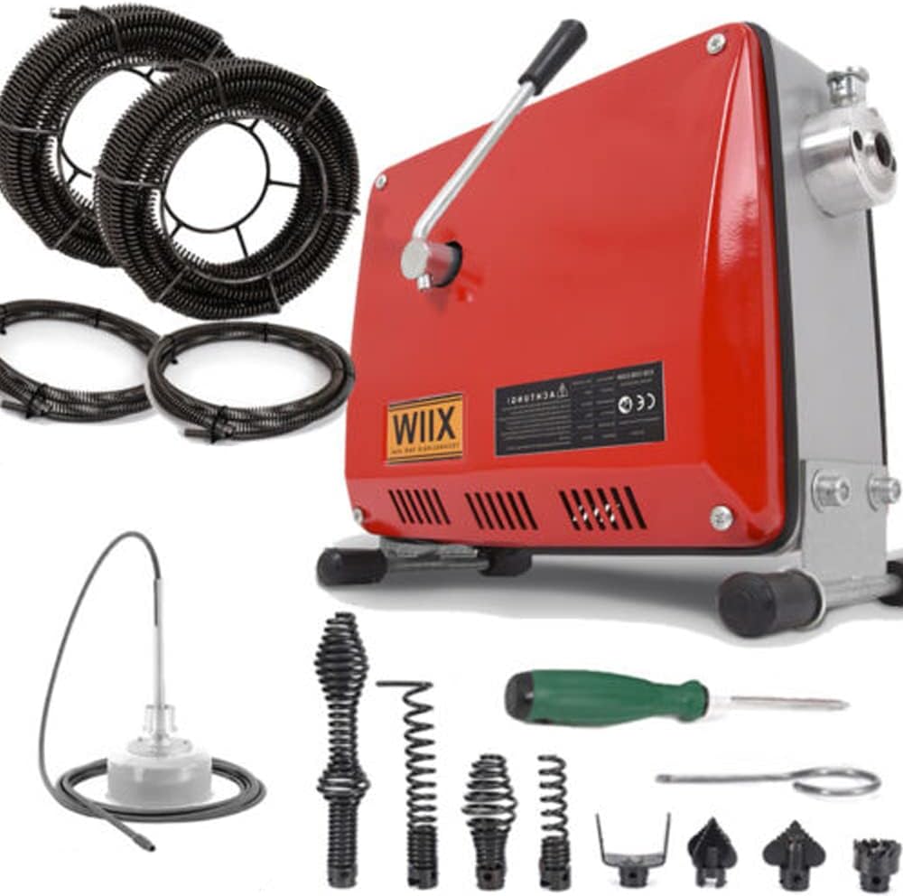XIIW Furets déboucheurs, 500 W, 450 tr/min, 46 m, 20 m, 100 mm, Argenté, Furet Déboucheur Électrique Moteur Cuivre
