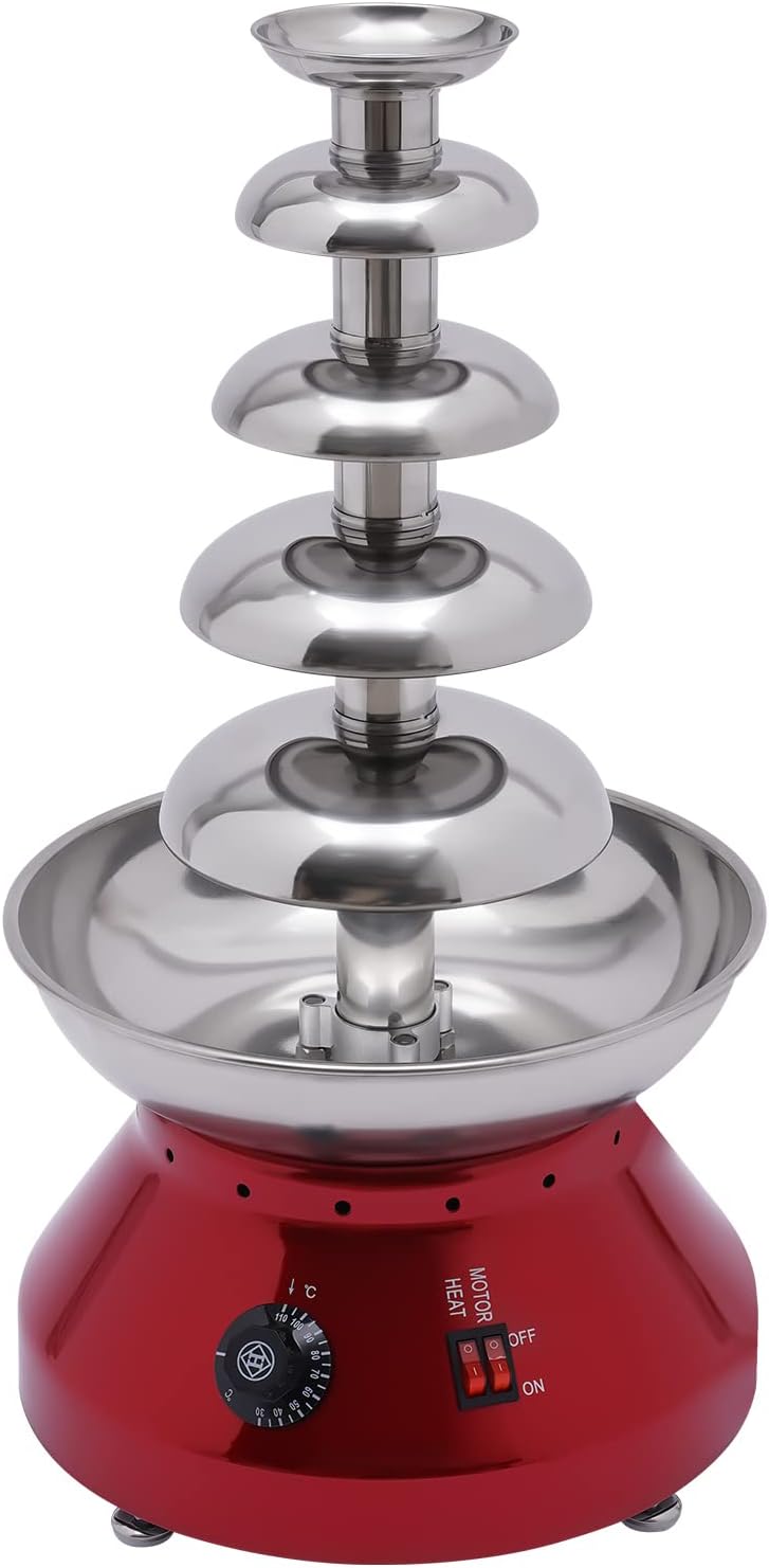 MELAQULY Fontaines et fondues chocolat, ET-CF-51., 33 x 33 x 61,3 cm., 3000 ml / 3 kg., 230 W., 220 V/50 Hz., acier inoxydable de qualité