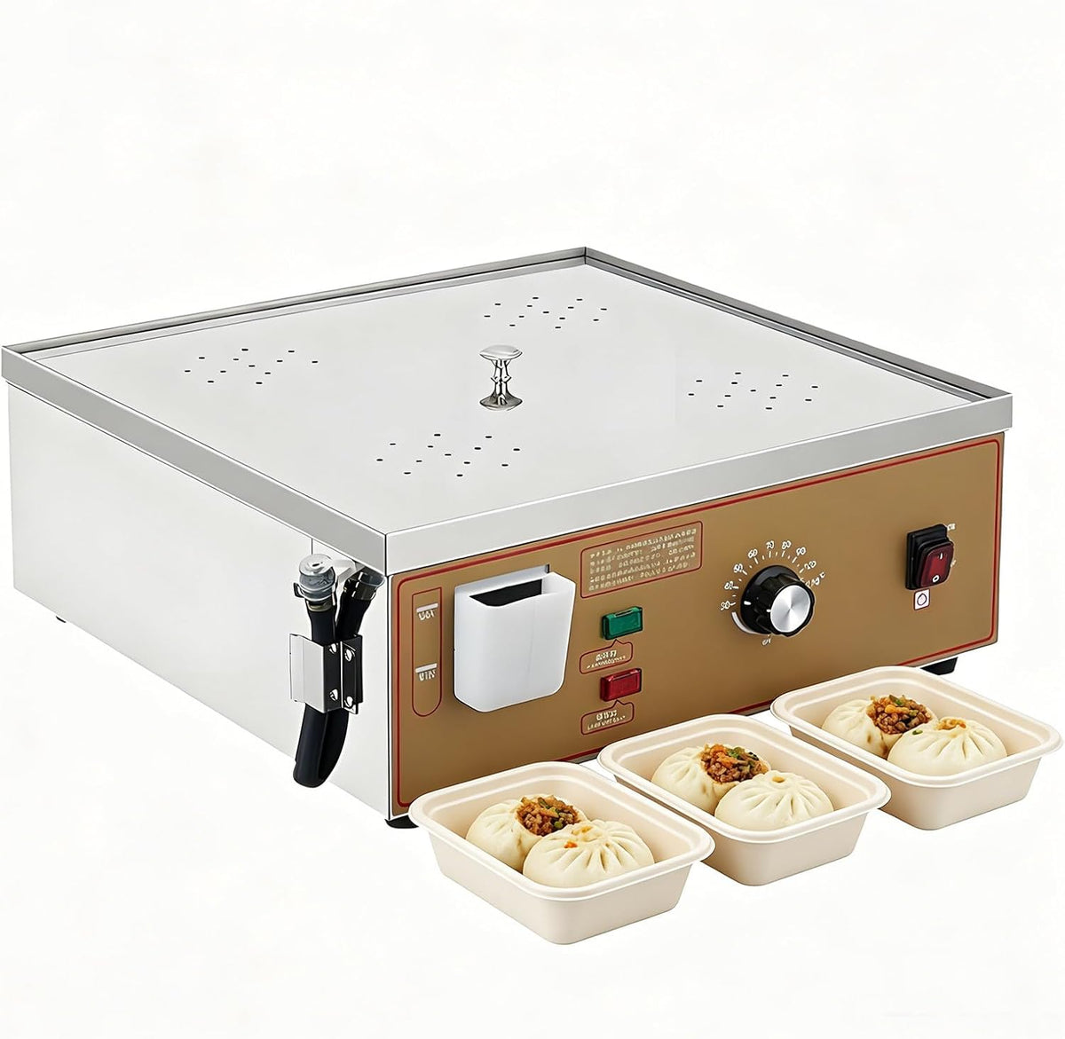 Beachtiful Cuiseurs vapeurs électriques, 2 000 W, 3 000 W, 4 000 W, 220 V/110 V, Acier inoxydable, Noir, Cuiseur Vapeur électrique Dim Sum