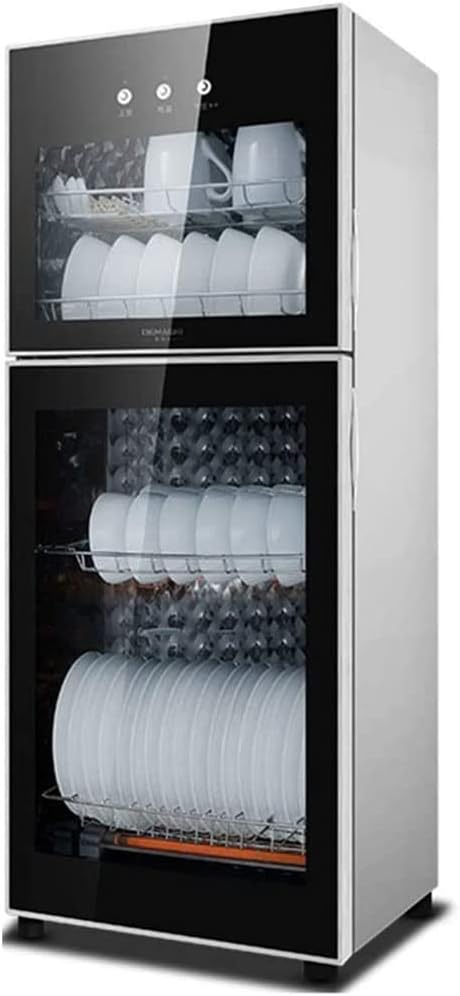 MNSRRN Lave-vaisselles posables, 43 * 36.5 * 87 cm / 16.9 * 14.4 * 34.3 pouces, 108 L, alliage d'aluminium + verre trempé, noir