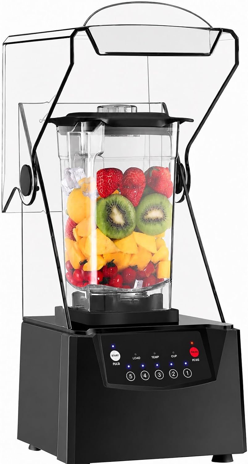 SHUMIAO blender, 2200 W, 000 TR/Min, Noir, Silencieux Commercial, 5 Programmes, Gardez un service fluide, ce commercial