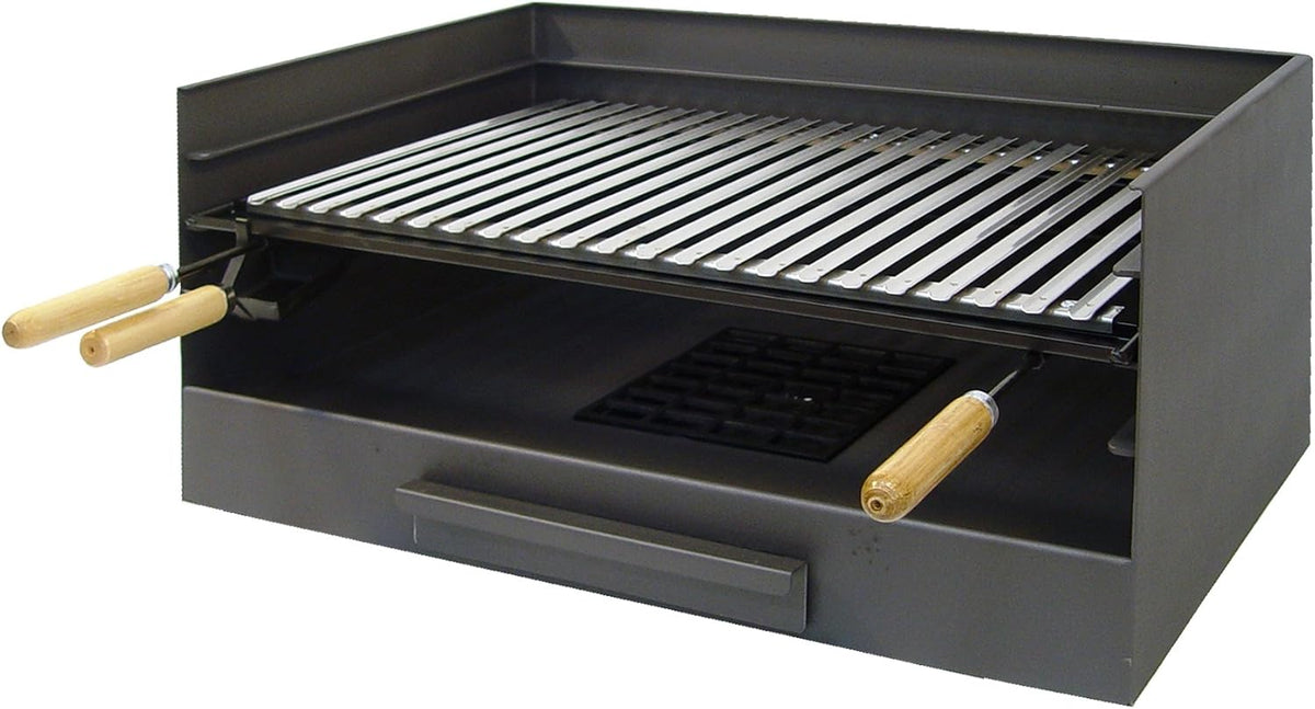 IMEX EL ZORRO Grilles de cuisson, 50 x 40 x 33 cm, Argenté, 71514 Bac avec Plaque en INOX pour Barbecue
