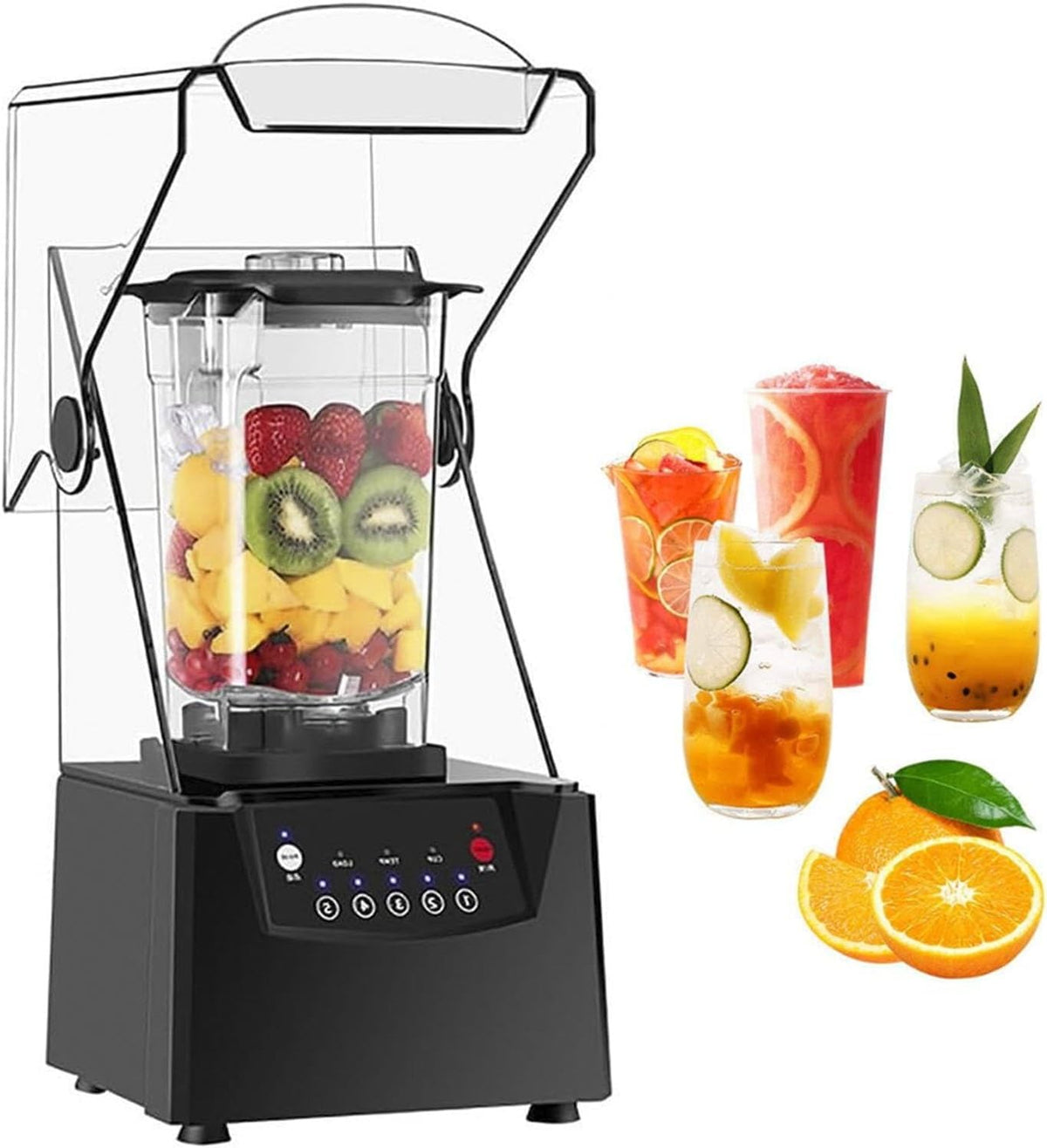 blender, 200 × 210 × 580 mm, 1 800 ml, 2 200 W, 110 V/220 V, 1,8 L, Noir, professionnel pour smoothies, broyeur à glace électrique
