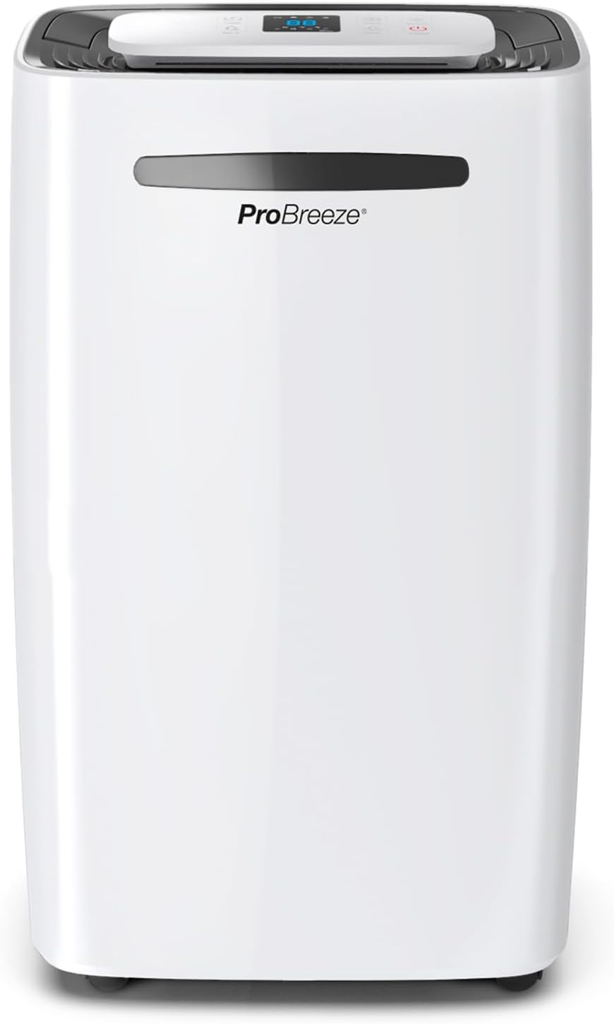 Pro Breeze déshumidificateur, 20 L, 5,5 L, 53 m, Blanc, d Air /jour - Sèche-linge, Drainage continu, Minuterie 24h
