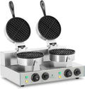 Royal Catering gaufrier, 2 x 1300, Argenté, RCWM-2600-R double rond ( W, minuterie 15 min, téflon et aluminium