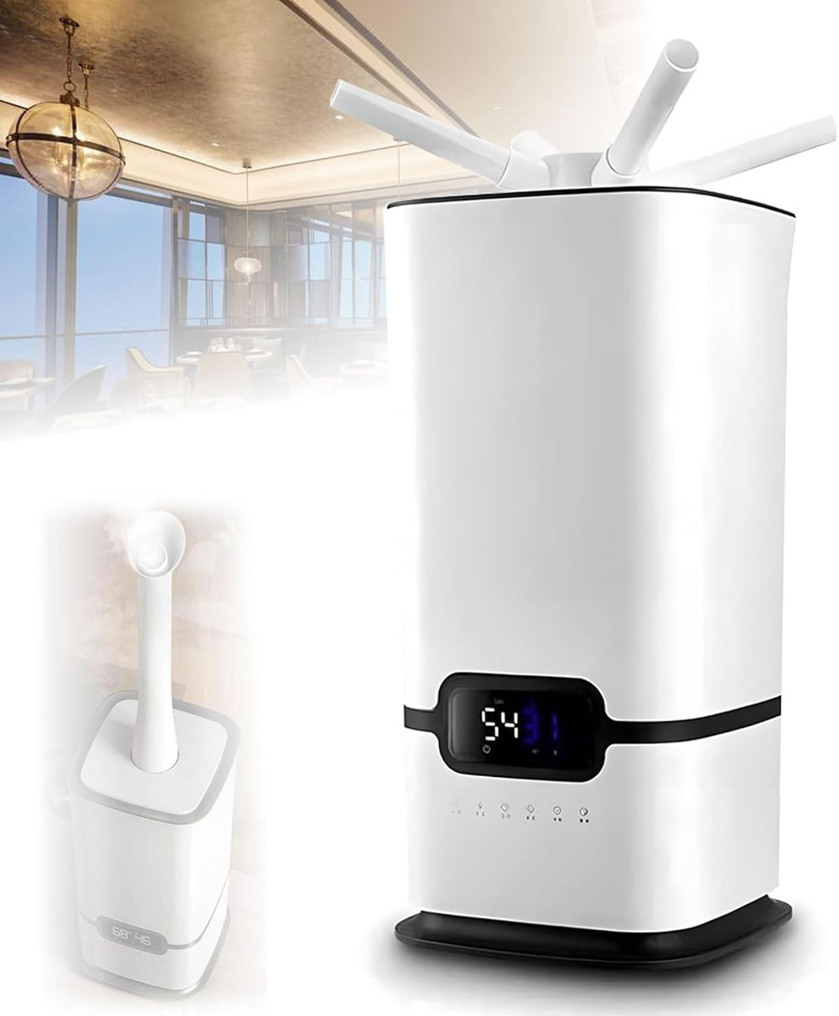 bureau, 16 L, Noir, Grand humidificateur industriel, minuterie 12h, 3 vitesses, zone 200㎡, Humidificateur Commercial for toute la maison