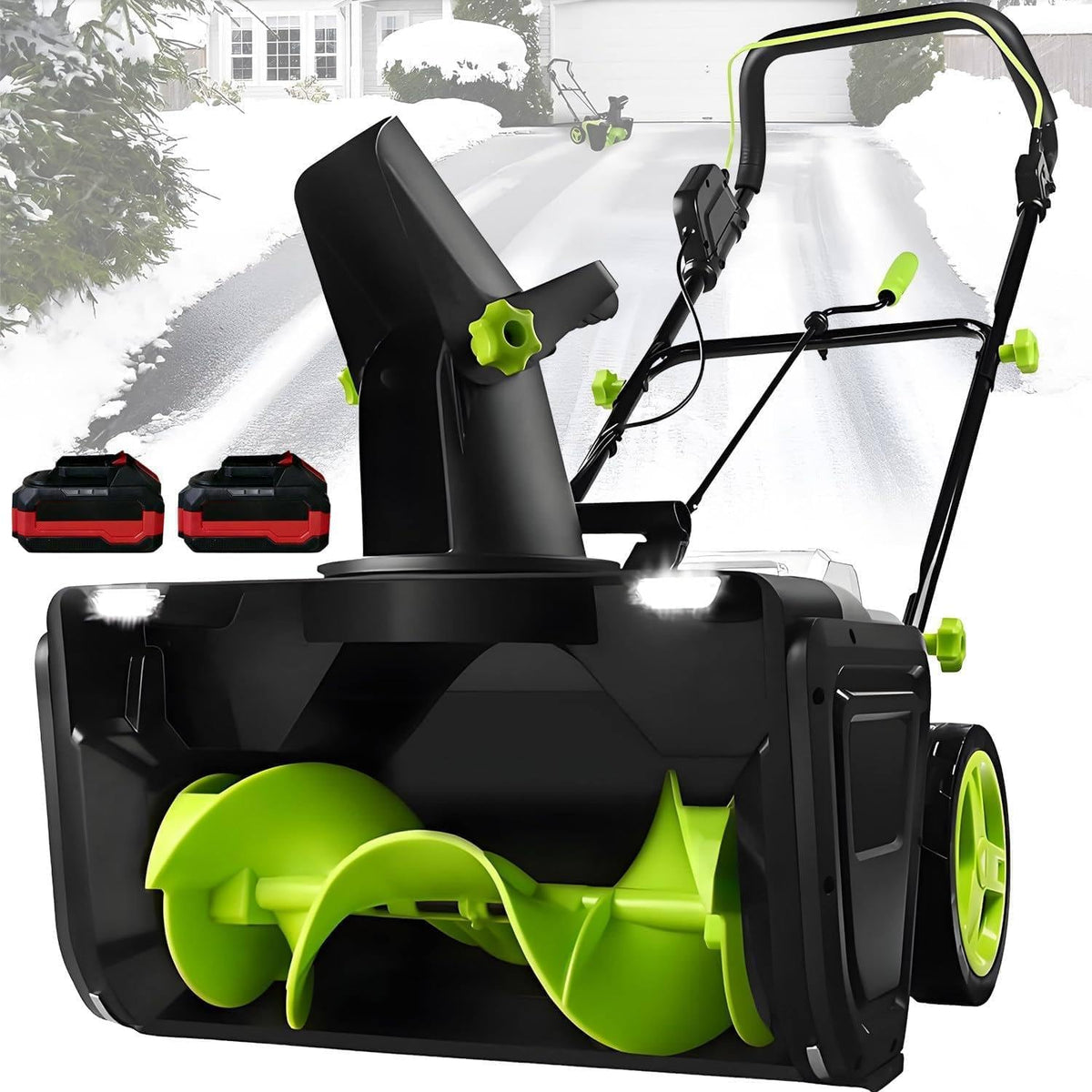 XUXIAO fraise à neige, 40 V, 3500 W, 50 cm, 25 cm, 7,6 m, Noir, Souffleuse à Neige Électrique, sans Fil et sans Balais 2Batteries