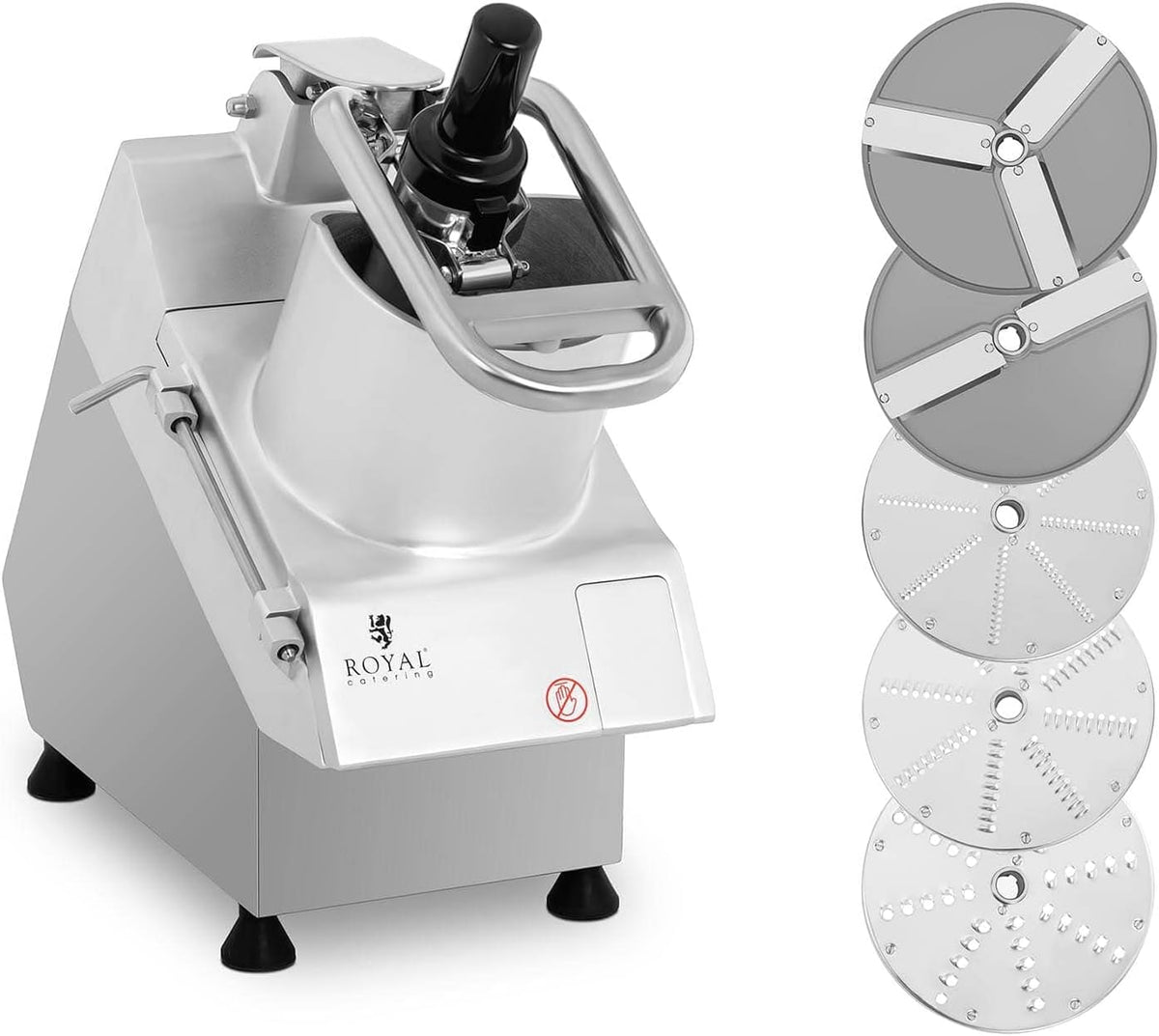 Royal Catering Robots multifonctions, 750 W, 280 tr/min, 205 mm, Argenté, Robot Coupe-Légumes Électrique De Cuisine Culinaire Coupe Legume RCGS-750 (