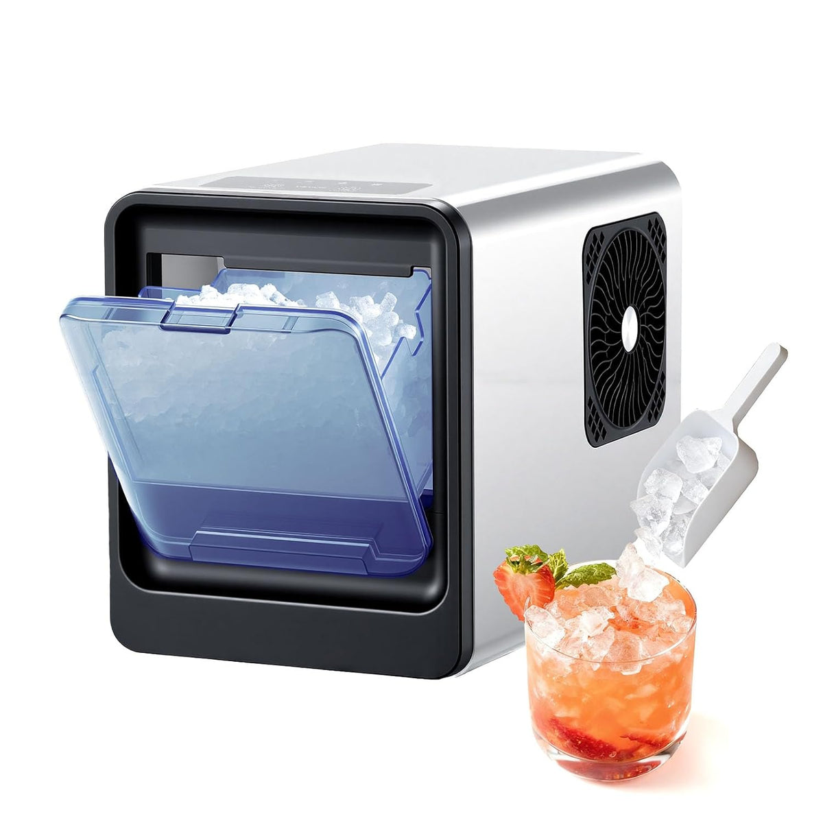 VEVOR machine à glaçons, ≤ 55 dB, 15 kg, Gris, de Comptoir, Appareil à Glaçons Rendement de par Jour, Café Bar Bureau Cuisine Maison