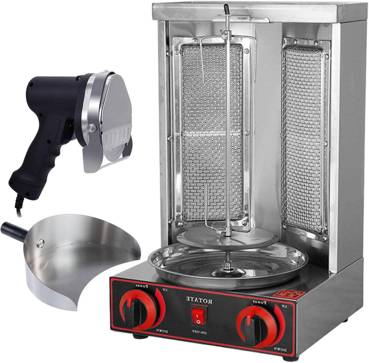 Beachtiful rôtissoire, Double, 80 W, 220 V/110 V, Acier inoxydable, Noir/Argenté, Verticale, Gril Rotatif