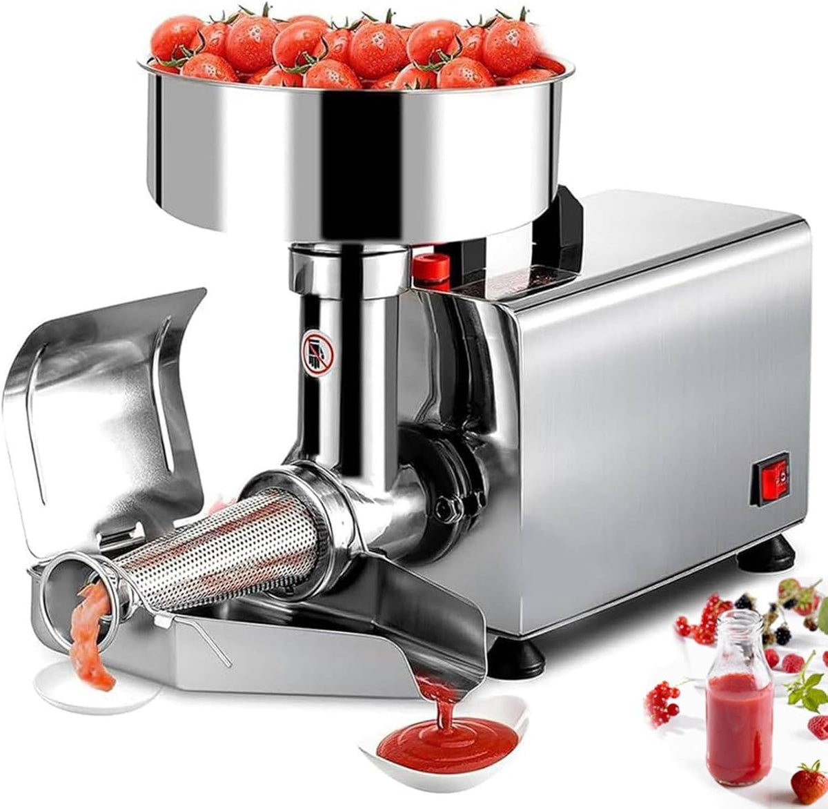 QianCruxtacy presse-agrumes, 49 x 23 x 34,5 cm, 370 W, 220 V, 450 W, 220 V, Acier inoxydable 304, Argent, Presse Tomates Electrique