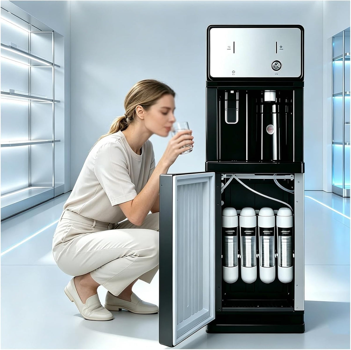 Distributeurs fontaine à eau, Noir, d'eau Domestiques pour Cuisine Maison sur Pied