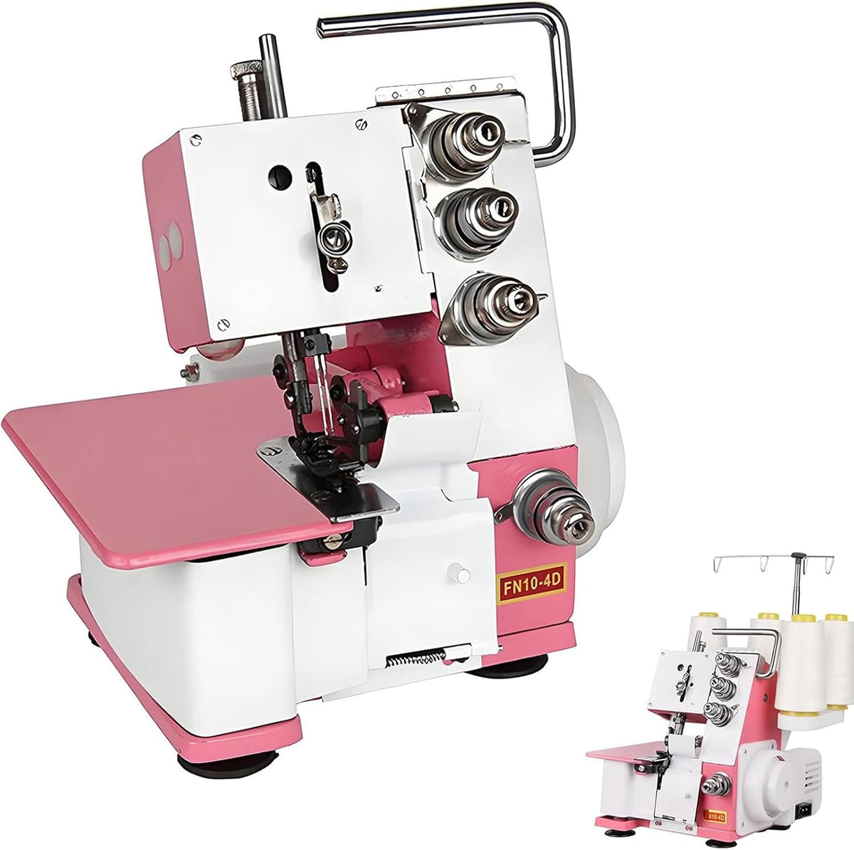 NYANS surjeteuse, Rose, Professionnelle 4 Fils avec Kit d'Accessoires - 1200 Points/Minute, Éclairage LED Et Pédale