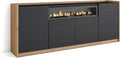 Skraut Home cheminée électrique, 102 cm de large, 21 cm de haut., 34w., 207x80x37 cm, Noir, Buffet Salon et Cuisine