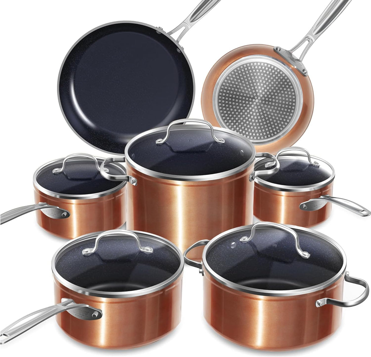 Nuwave batterie de cuisine, Noir, 12 Pièces, Céramique Duralon, Sans PFAS