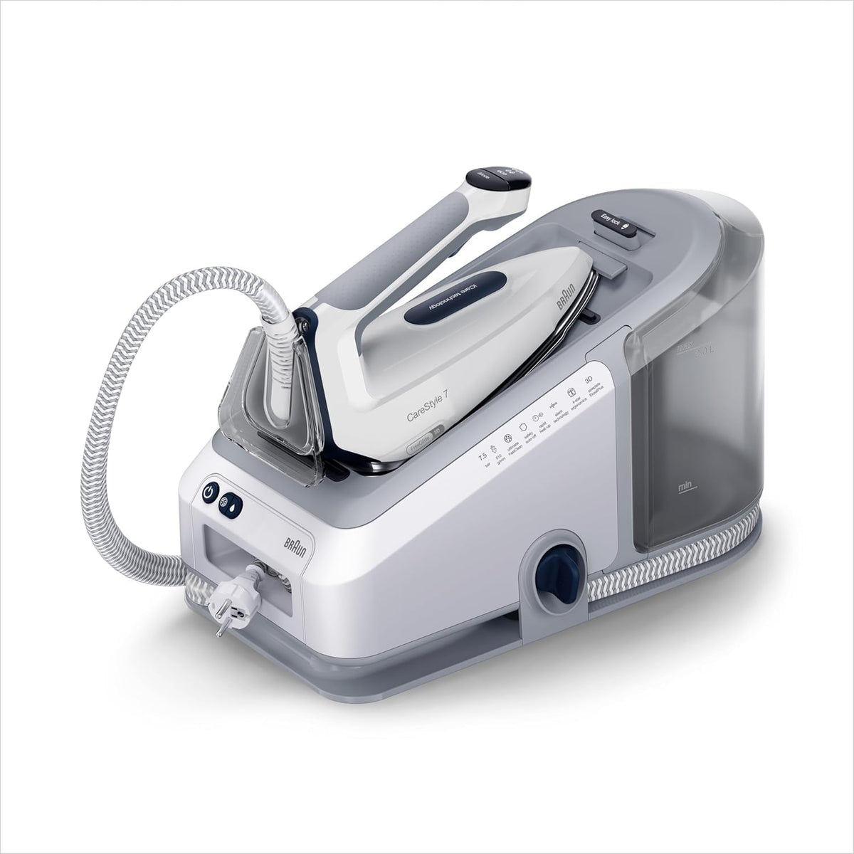 Braun centrale vapeur, 510 g, 2 L, 2700 W, Marron/Gris, CareStyle 7 Pro IS7266GY, Semelle avec revetement FreeGlide 3D