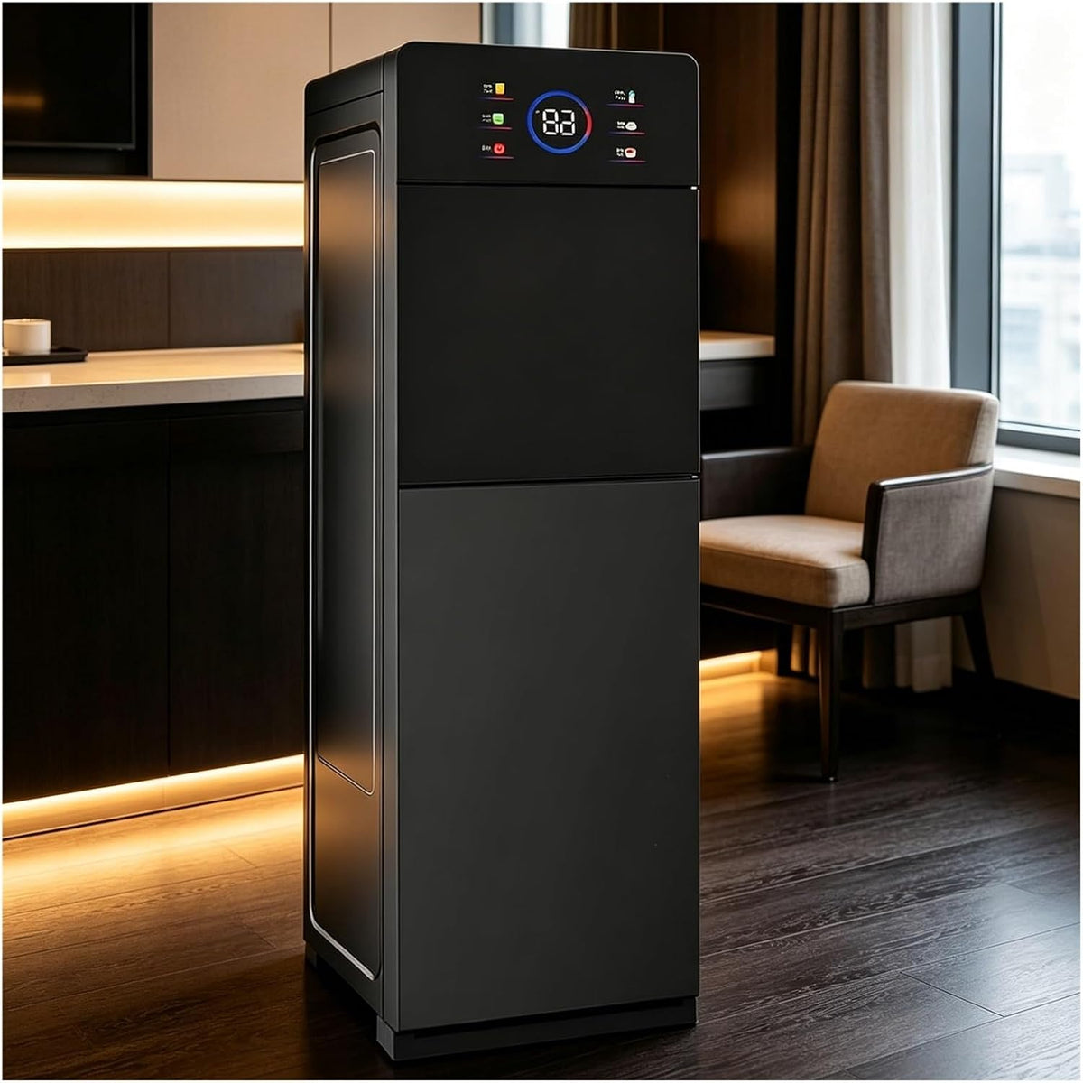 Fontaine fontaine à eau, Noir, à Eau sur Pied, Distributeur d'eau Monté en Bas, 5 Niveaux De TempéRature, à Eau sur Pied pour Cuisines