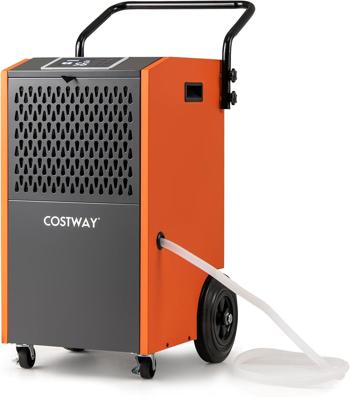 COSTWAY déshumidificateur, 34,5 x 39,5 x 81 cm (L x l x H), 73 L, 695 m, Métal, tôle laminée à froid, Blanc/Orange, Professionnel /Jour