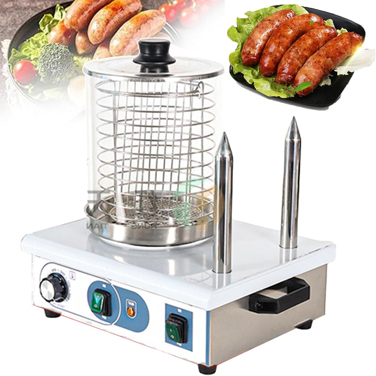 forplubossmmp Appareils à hot dog, 550 W/1200 W, 550 W, 1200 W, Noir, Machine À Hot-Dog Pro, Cuiseur Vapeur Électrique