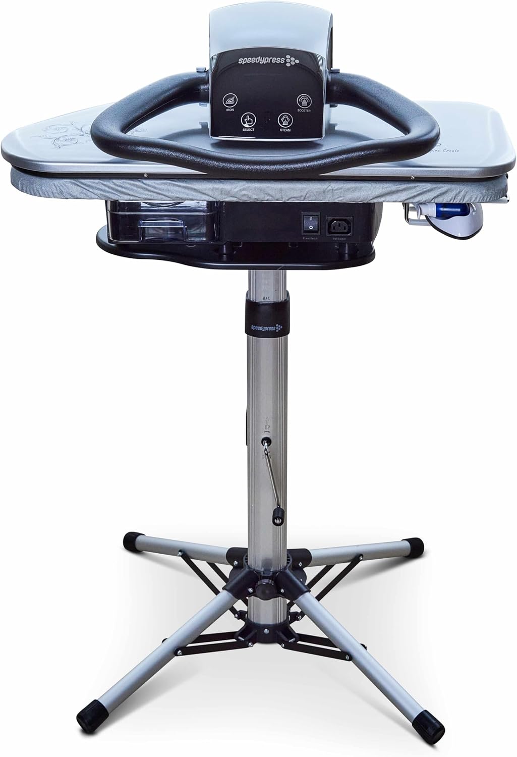Speedypress presse à repasser, 1600 W, 68 cm, Argenté, Filtre à Eau, Housse de Rechange et Mousse