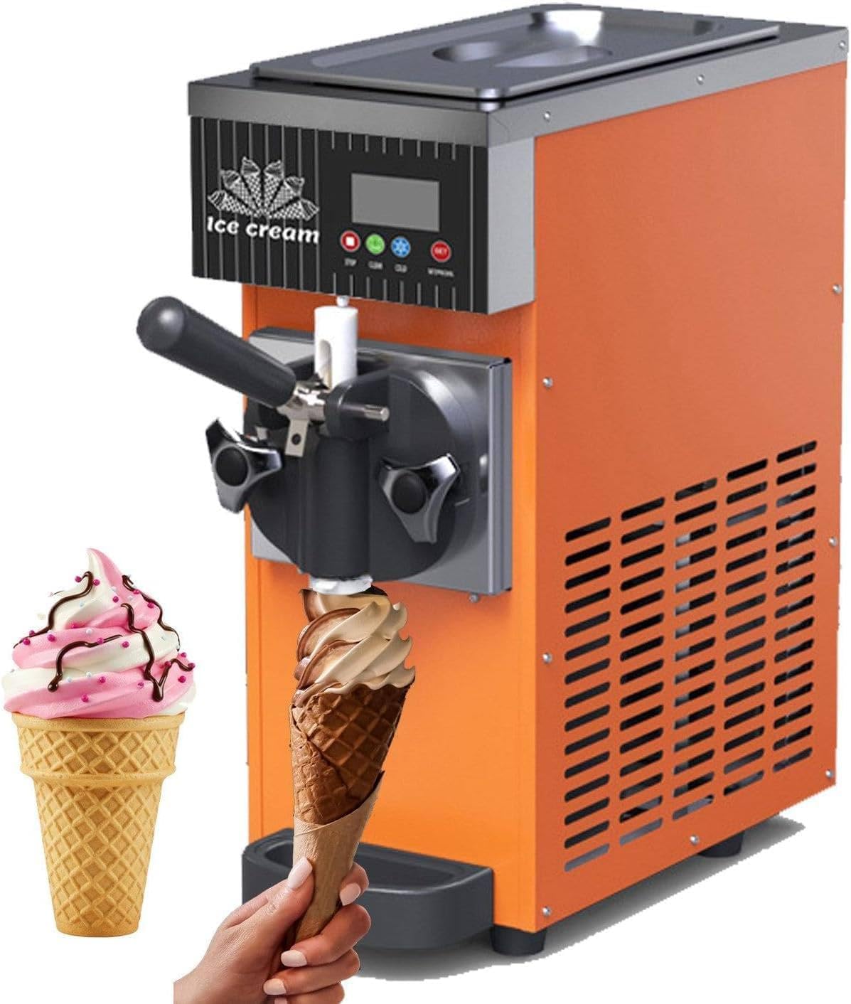 FJYAWEN sorbetière, ZB-BQL28, 20 x 40 x 51 cm, 5 Kg, Acier inoxydable, Orange, Machine à Glace à L'italienne Professionnelle
