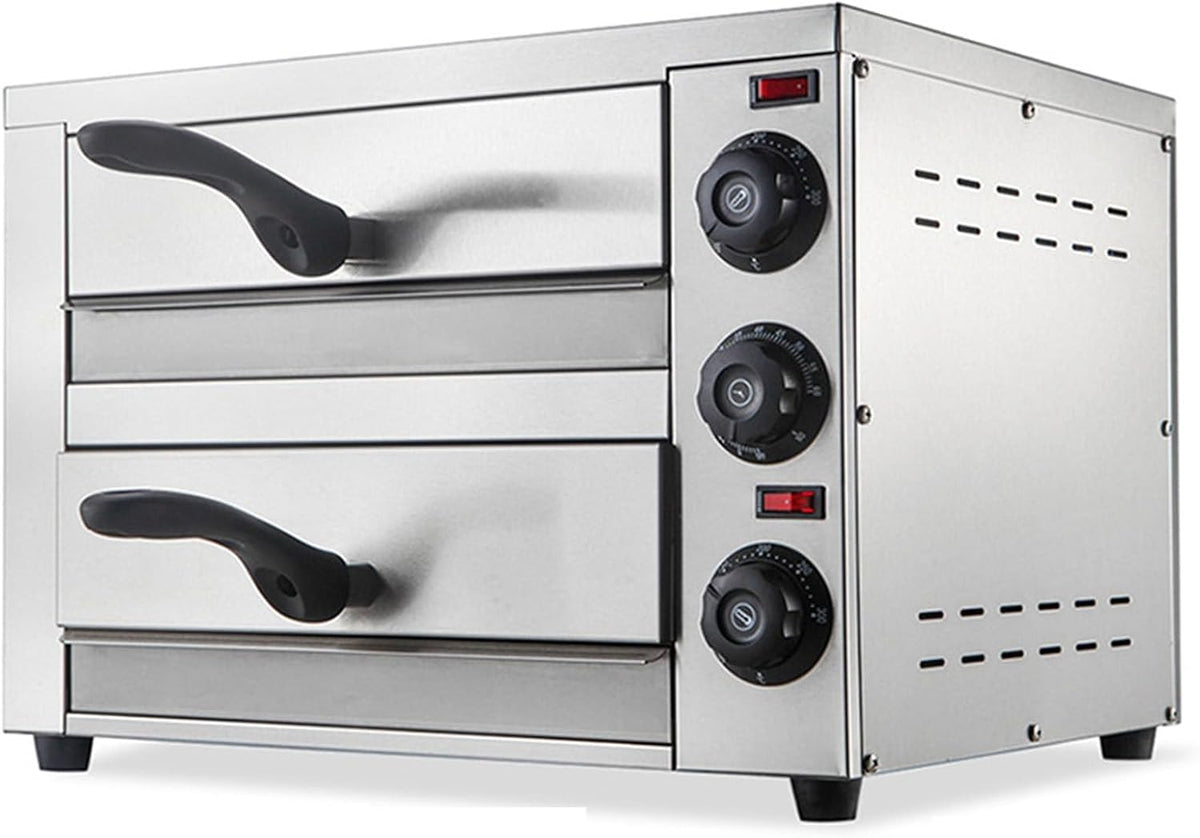 Four four à pizza, 545 x 380 x 310 mm, 2600 W, 110-240 V, 2600 W, 16 Pouces, Acier inoxydable, Argenté, à Pizza Professionnel