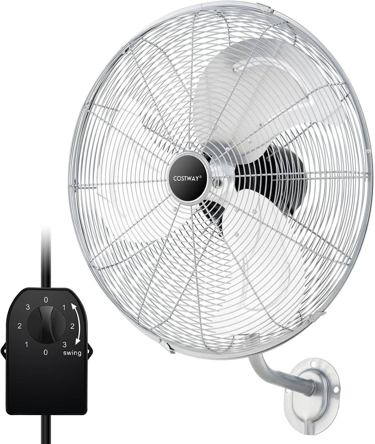COSTWAY Ventilateurs muraux, 56 cm, 120 W, Argenté, Ventilateur Mural Industriel Ø 3 Vitesses
