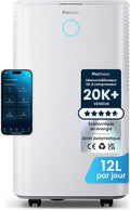 Pro Breeze déshumidificateur, 12 L, 2 L, Blanc, OmniDry D Air compresseur intelligent /Jour, Réservoir, Contrôle App