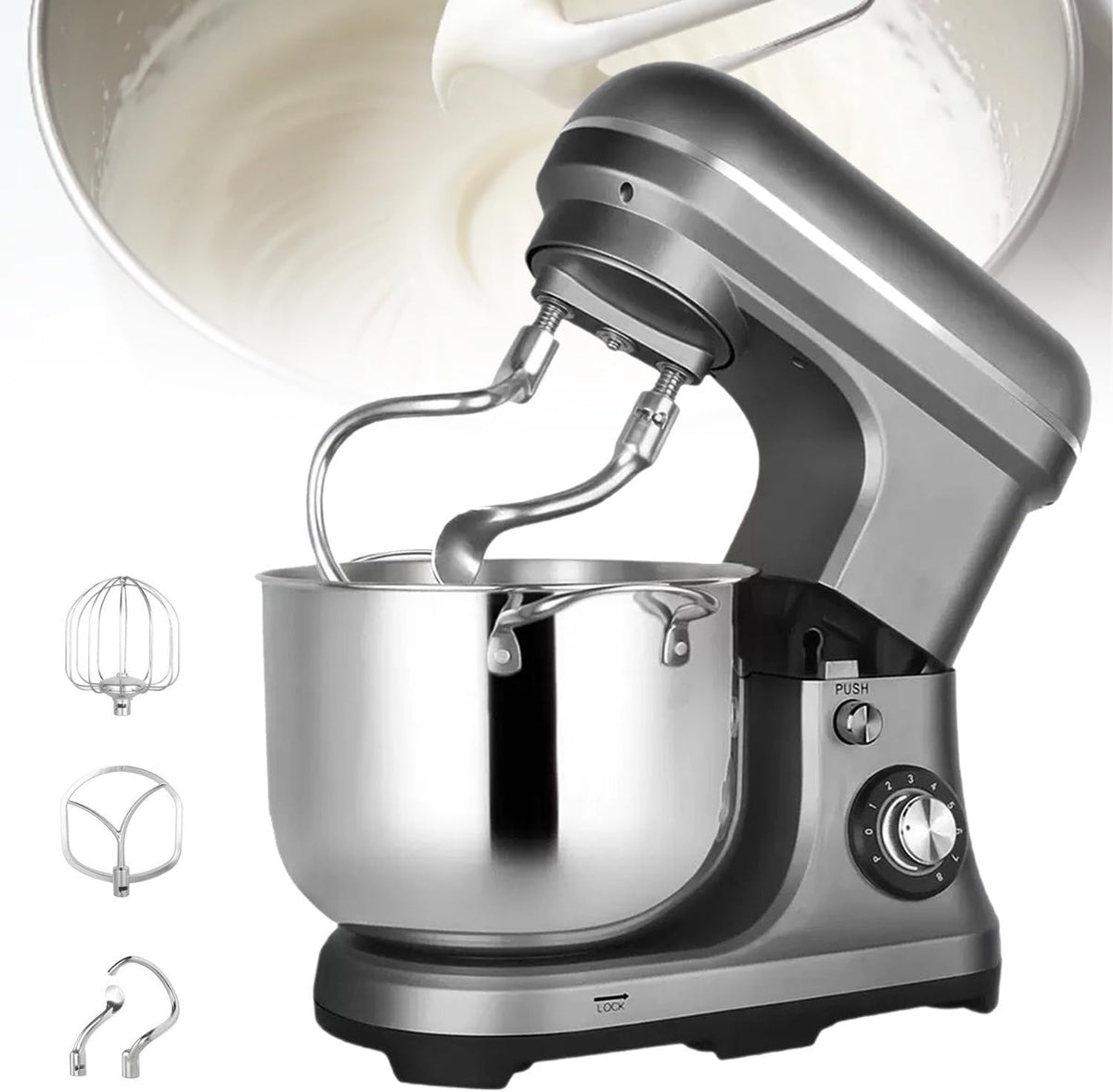 UORDBY robot pâtissier, 335 × 437 × 437 mm, 11 L, 2000 W, 220-240 V~ 50/60 Hz, Noir, Professionnel Automatique