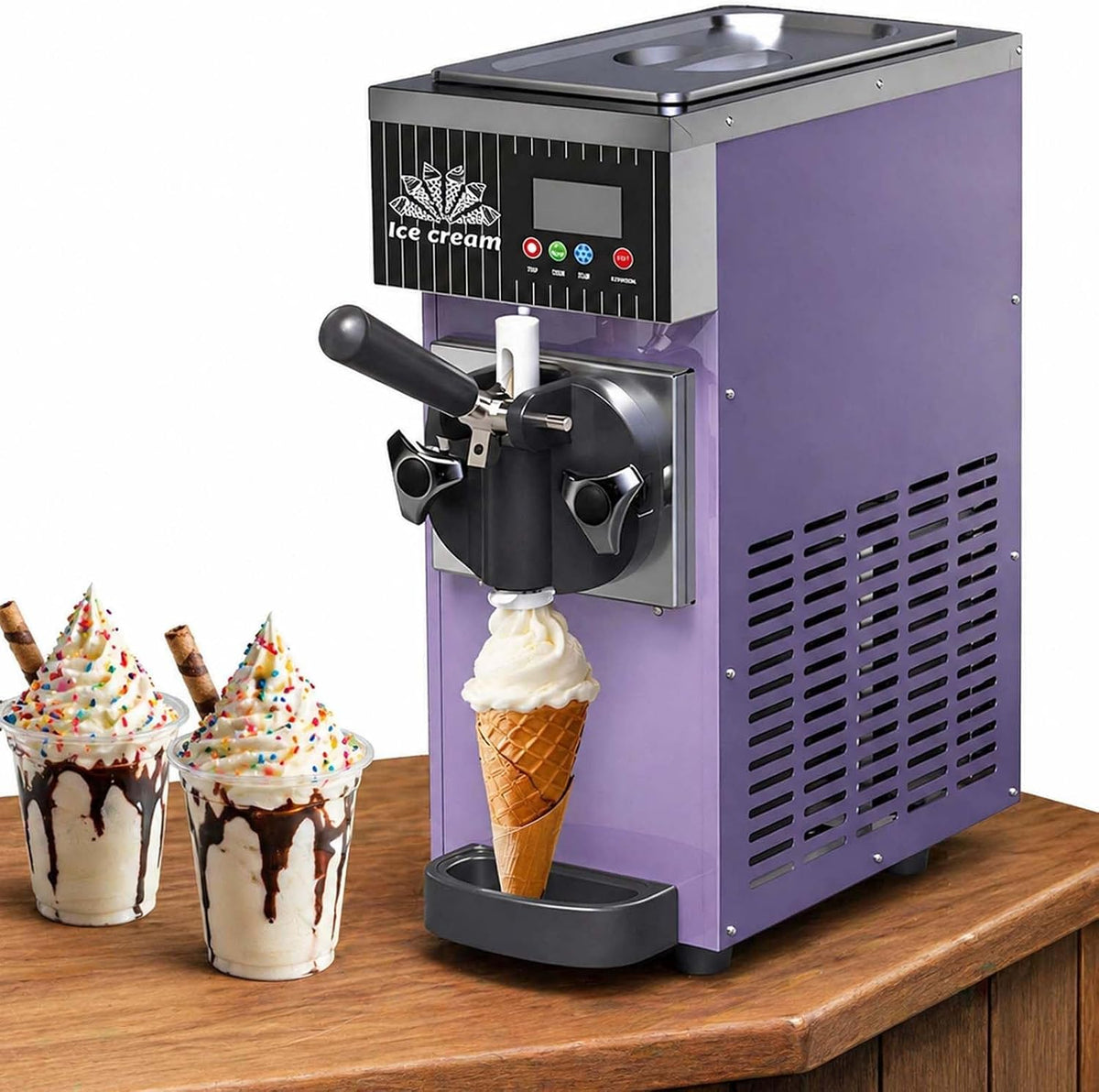 menglanchang sorbetière, 20 × 40 × 51 cm (7,9″ × 15,7″ × 20″), 450 W, 5l, 2,5l, 1l, Violet, Machine à Glace Italienne- Professionnelle Et Domestique