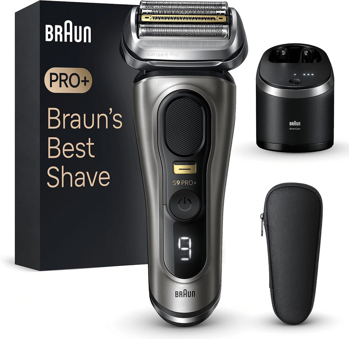 Braun Rasoirs à grille, Marron, Series 9 PRO+ 9565cc, Rasoir Électrique Pour Homme, 5 Éléments De Rasage, Tondeuse De Précision Intégrée