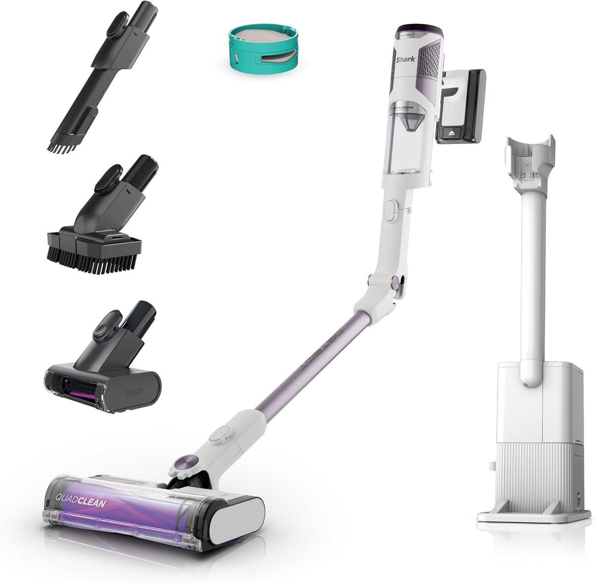 Shark Aspirateurs balais et balais électriques, 2 L, Blanc, Aspirateur sans Fil Puissant 60 Min, Detect Clean&Empty IW3613EUT
