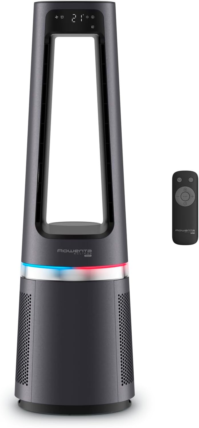 Rowenta Purificateurs d'air, Noir/Gris, Eclipse 3-en-1, purificateur ventilateur, RaFraîchissement, Réglages personnalisables
