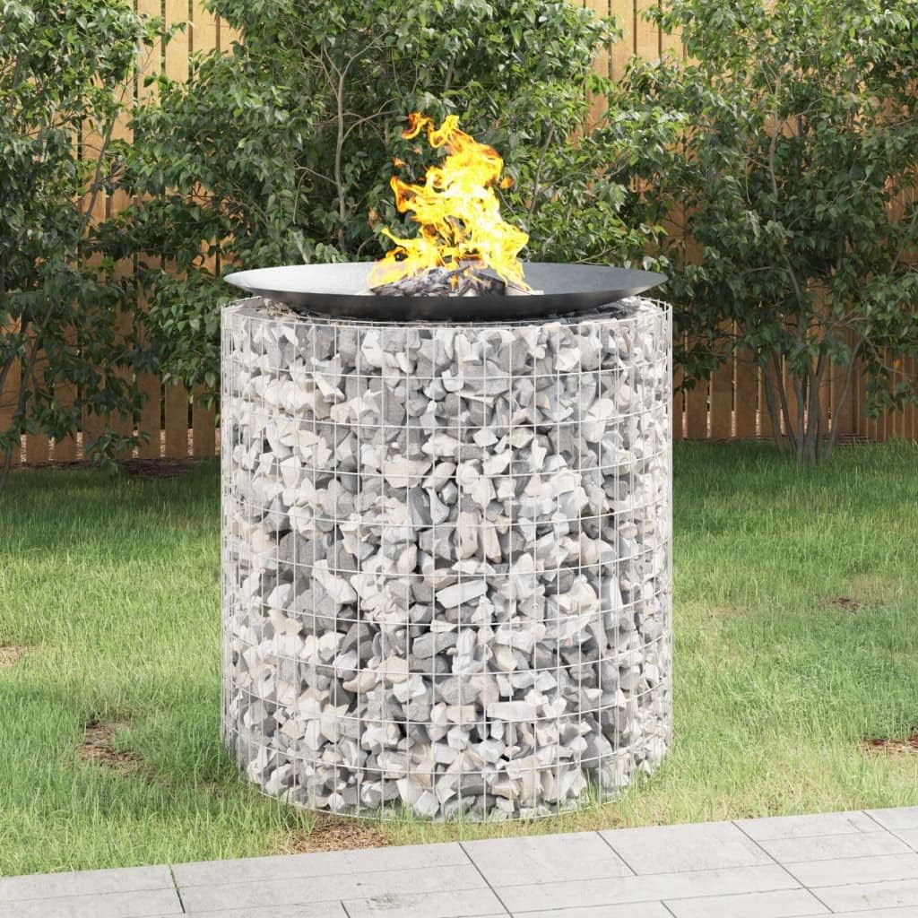 Mokuyary braséro, 100 x 100 cm (Diamètre x H), 100 cm, fer galvanisé, argenté, Foyer en Gabion Ø Fer galvanisé Brasero
