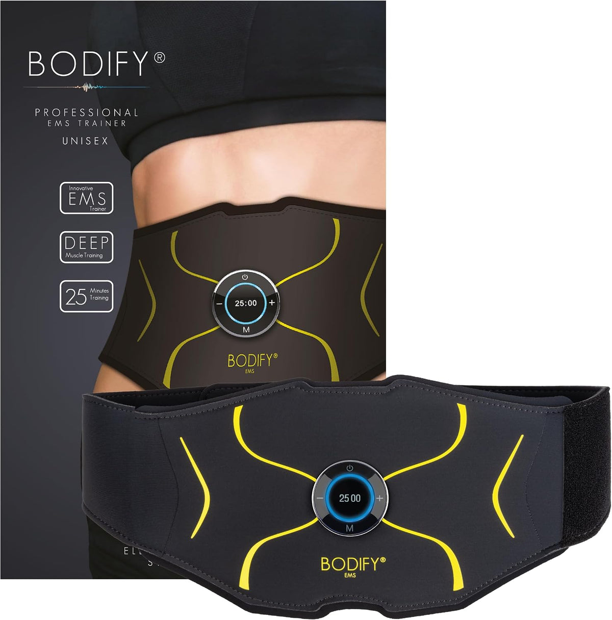 Bodify Electrostimulateurs, Noir, ® EMS Abs Trainer Max, Activation ciblée des Muscles abdominaux !, Activation Musculaire