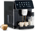 COSTWAY machine à café, 26,5 x 47 x 35,5 cm (L x l x H), 220-240 V / 50 Hz, ABS, Noir, Automatique avec Mousseur à Lait