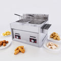 Friteuse Friteuses, 56,5 x 47,5 x 43 cm., 20 l., acier inoxydable., Argenté, à gaz commerciale, 20 L double réservoir en acier inoxydable