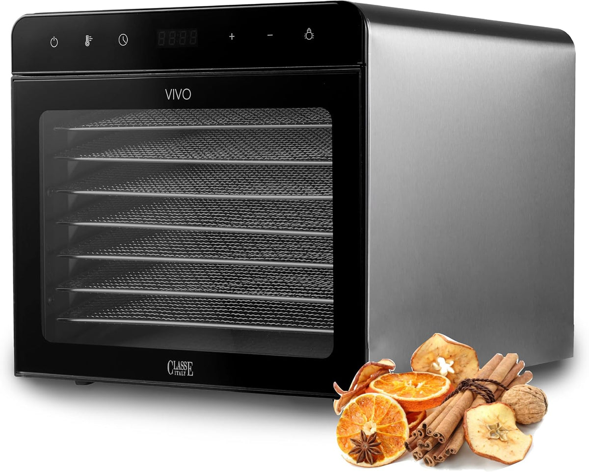 CLASSE ITALY déshydrateur alimentaire, 700 W, Argenté, à faible consommation, 8 plateaux en acier SUS 304