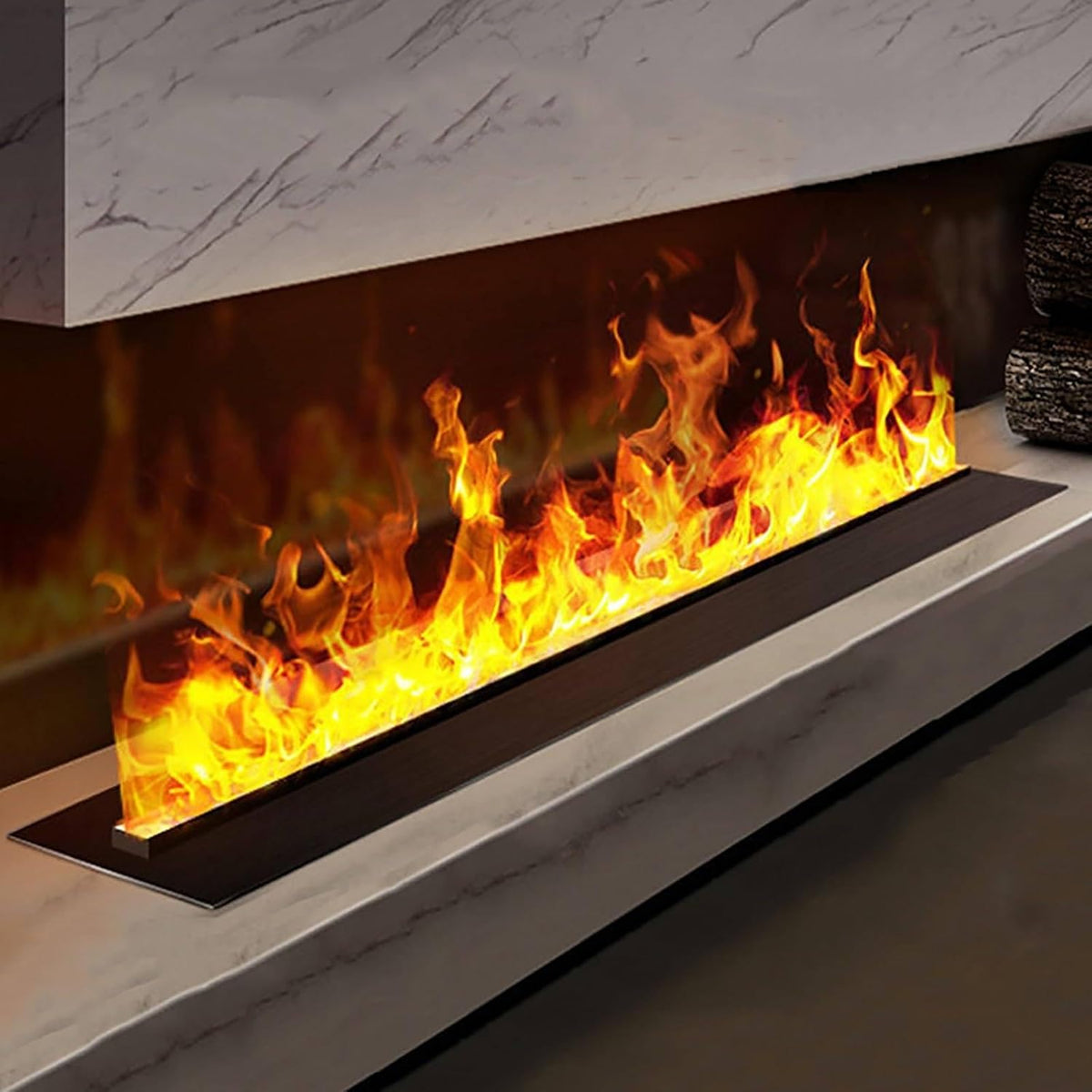 ZXINXIN cheminée électrique, 70 x 24 x 16 cm. 27,6 x 9,45 x 6,2 pouces, 100 W., 100 cm, Acier inoxydable 304., Noir, Cheminée à Vapeur d'eau