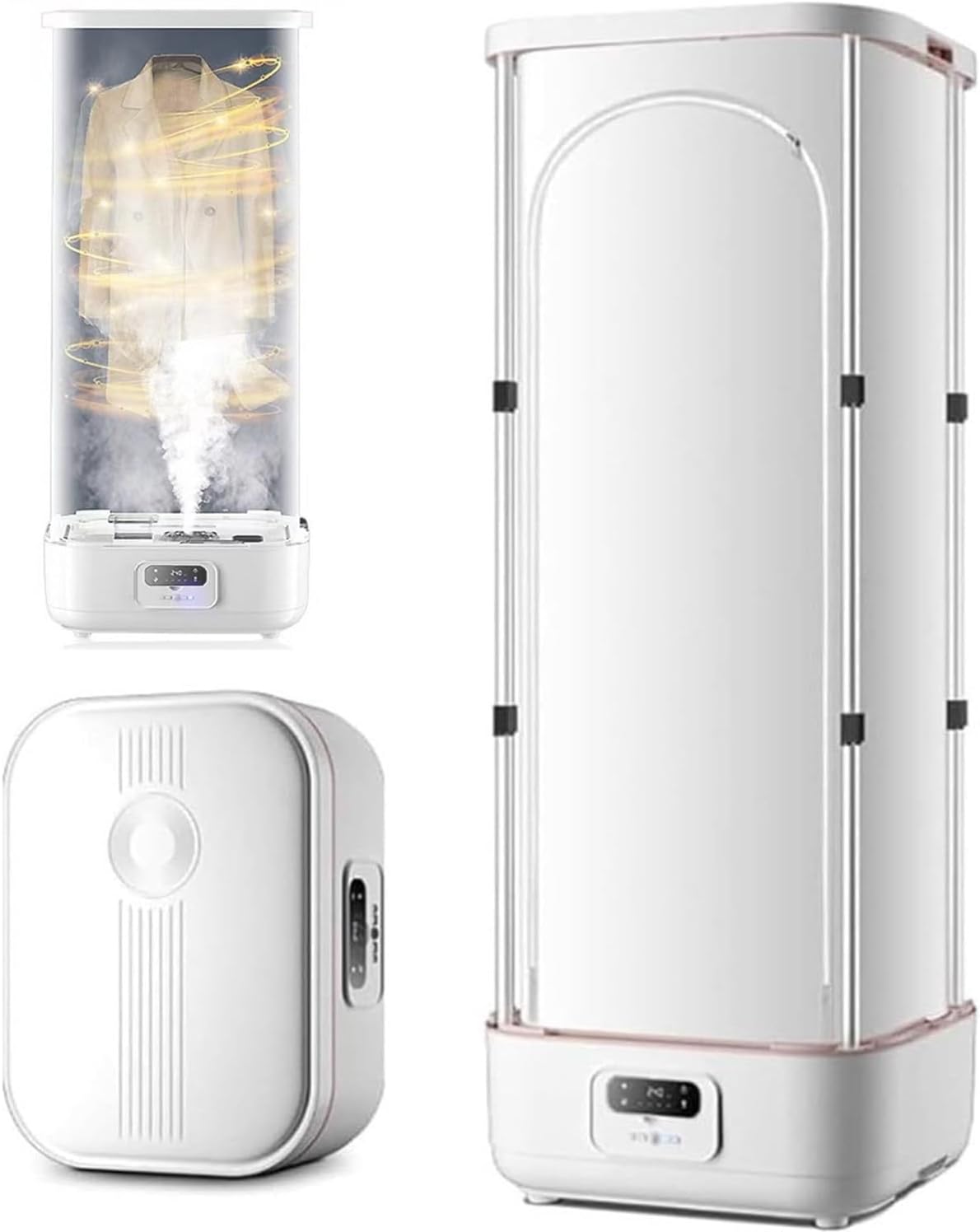 armoire RETRIN, 60 x 45 x 150 cm, 900 W, Blanc, Machine à Repasser Automatique, Sèche-Linge électrique, Fer à Vapeur Vertical