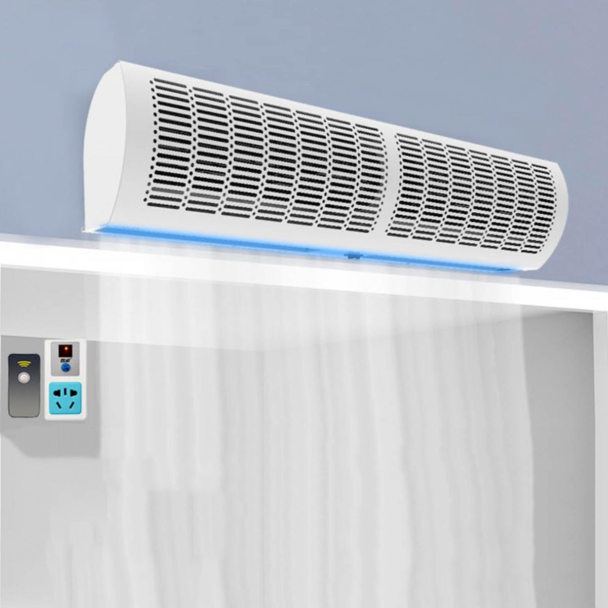 Climatiseurs portables Rideau, 60 cm, 90 cm, 100 cm, 120 cm, 150 cm, 130–200 W, 220–240 V, 50 Hz, ≤ 52 dB, 0,6 m, Noir, d'air Mural télécommandé