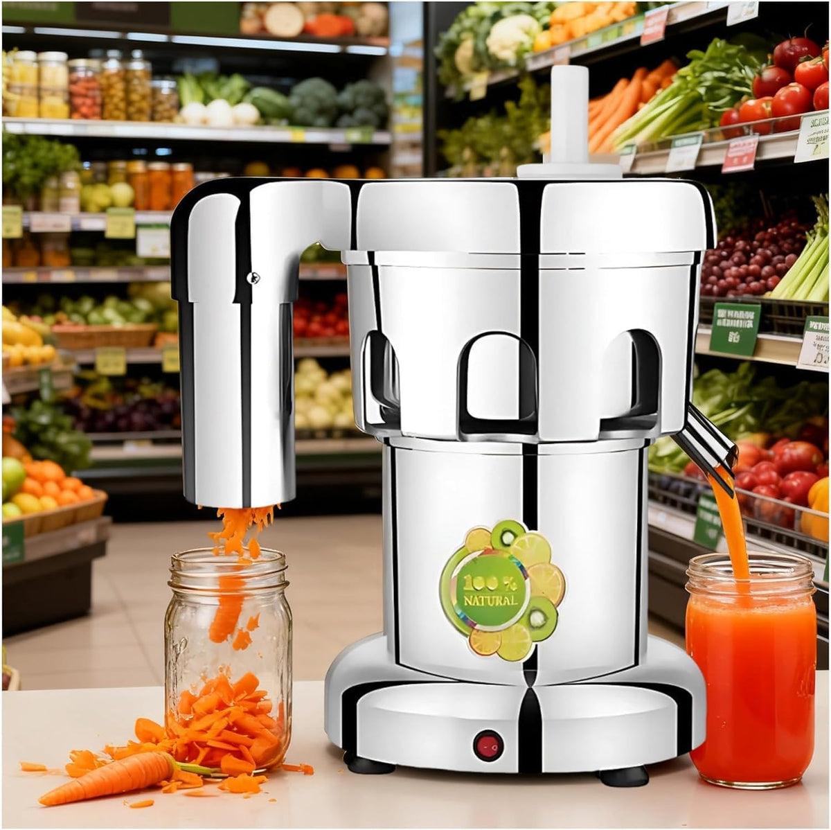 YXYLJOZ centrifugeuse, 370 W, Noir, Commerciale, extracteur de jus Automatique pour Fruits et légumes, extracteur Haute efficacité