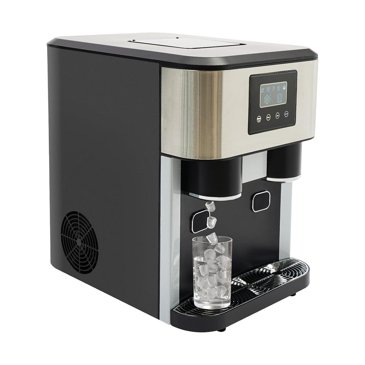 LENDISIY machine à glaçons, 34 x 45,5 x 45,5 cm., 100-150 W., 220 V-240/50 Hz., 12 kg, ABS, acier inoxydable., noir, argenté., Petite 3 en 1